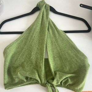 Green halter crop top
